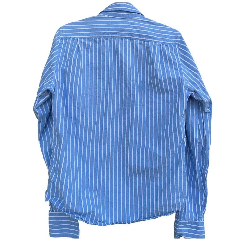Hollister Mens Blue White Striped Button Down‎ Shirt Long Sleeve Cotton Size M